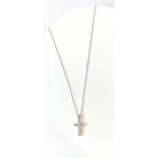 Κολιέ Λευκόχρυσο 14Κ Σταυρός με ζιργκόν (N203)